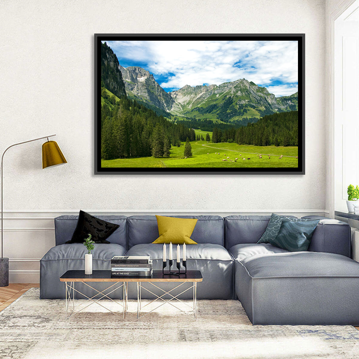 Arnibach Valley Summer Meadow Wall Art in a room, landscape