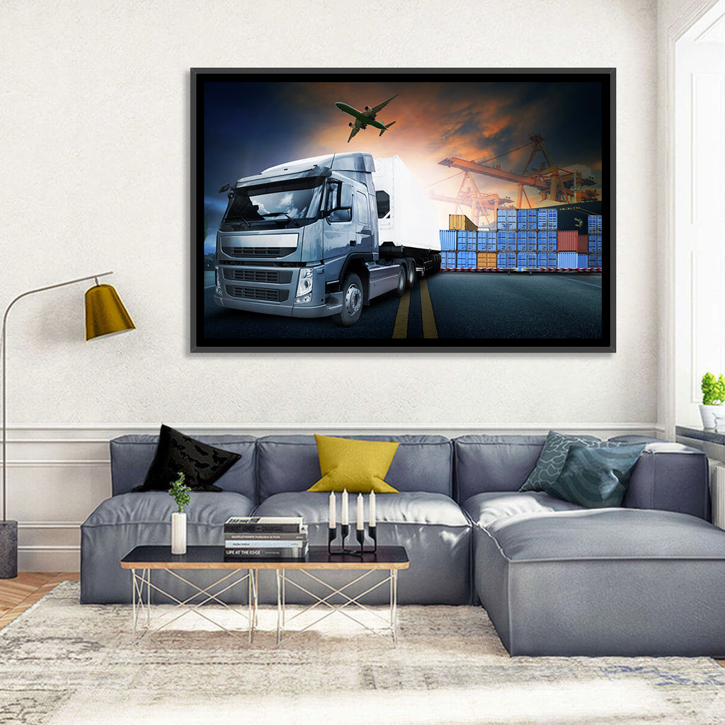 Sunset Freight Terminal Truck Scene Wall Art