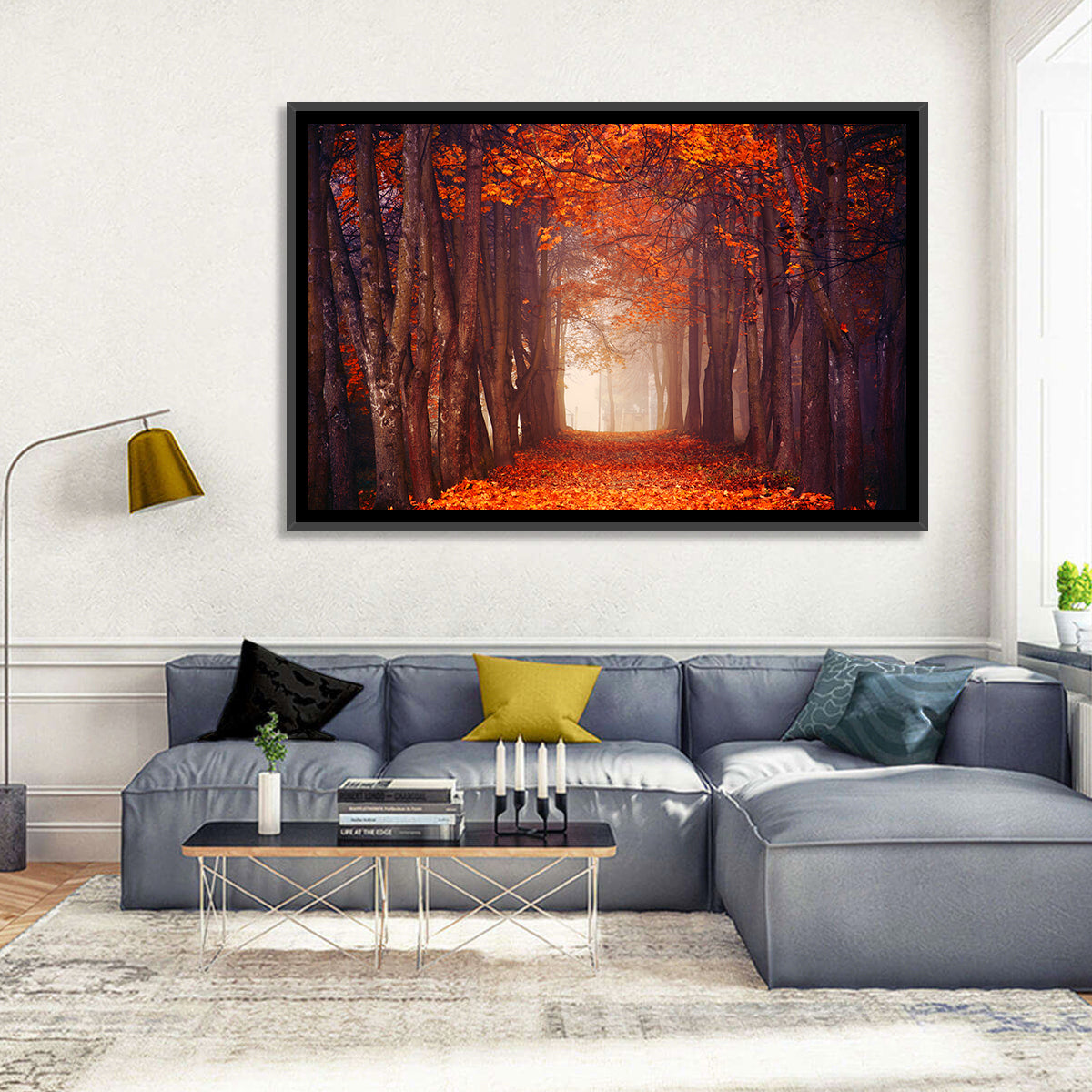 Misty Autumn Forest Path Wall Art