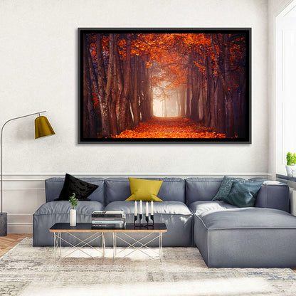 Misty Autumn Forest Path Wall Art