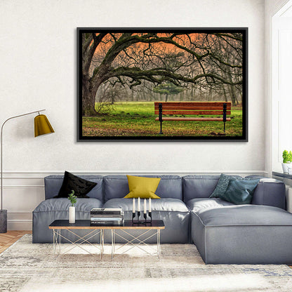 Misty Autumn Park Bench Wall Art