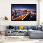 Sunset Over Manhattan Bridges Wall Art