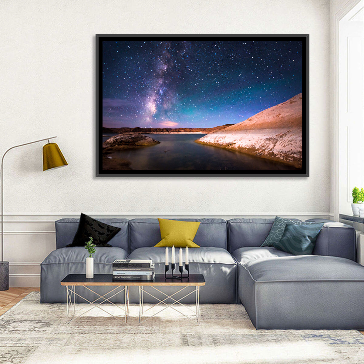 Lake Powell Night Sky Wall Art in a room, landscape