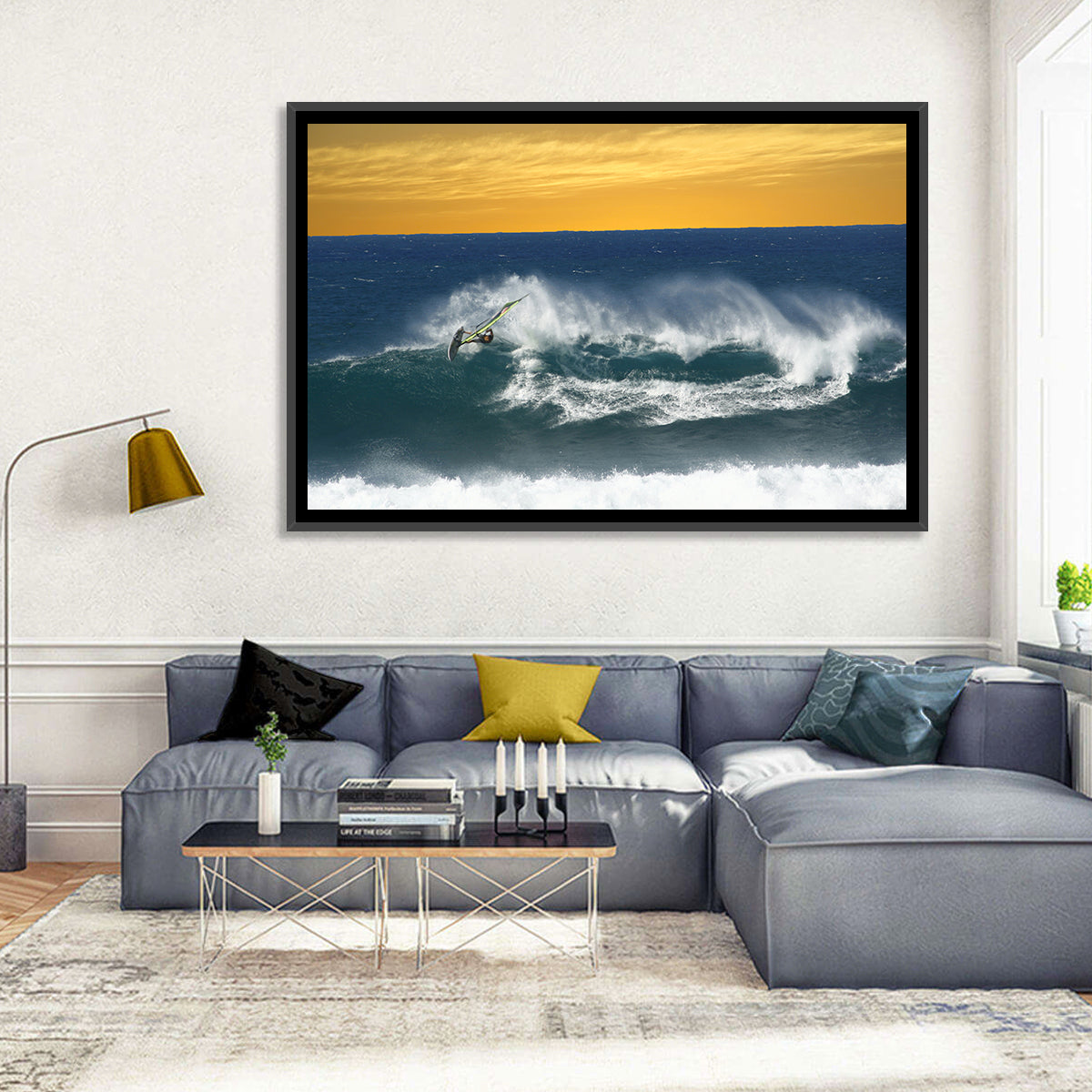 Windsurfer at Golden Wave Wall Art