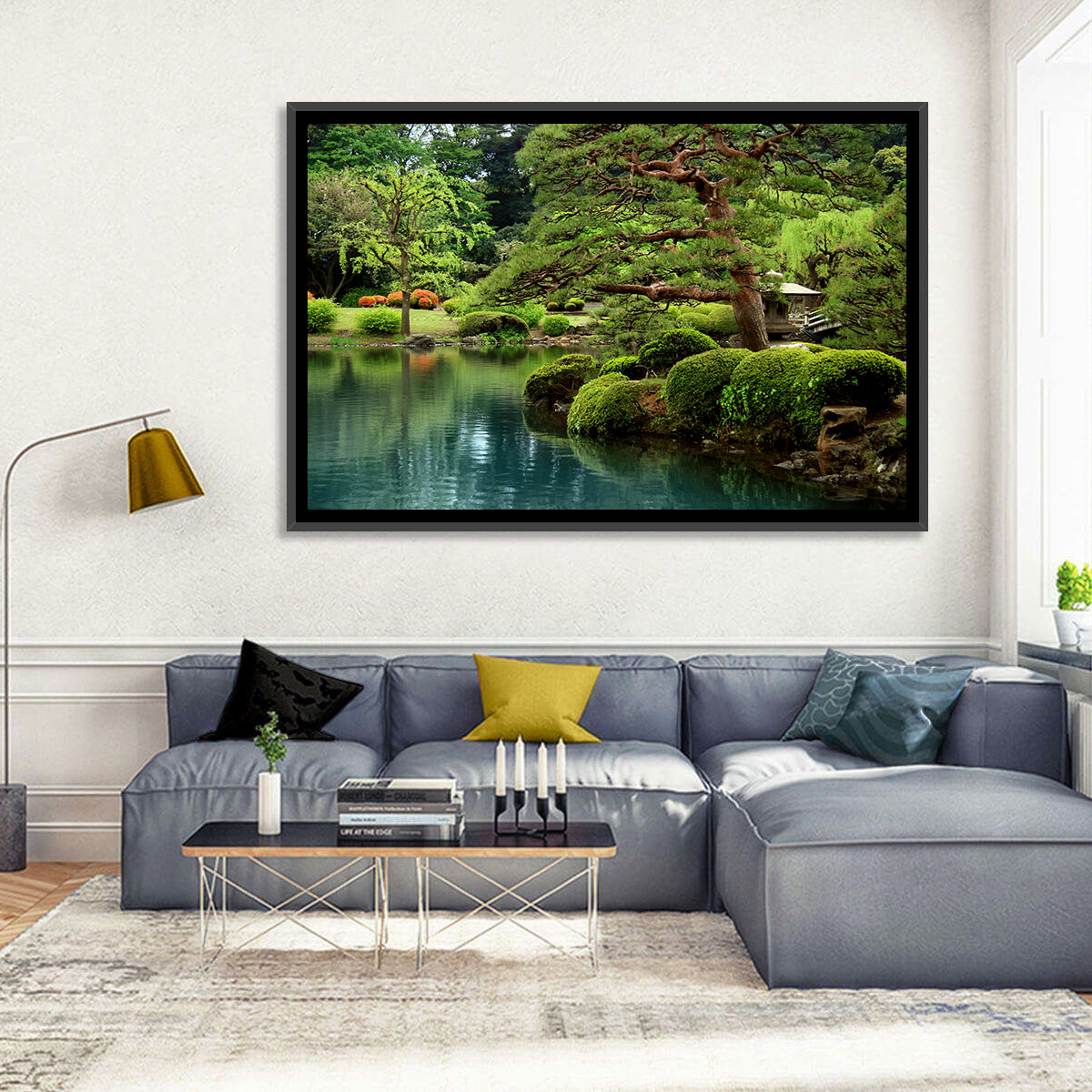 Bonsai Pine Over Tranquil Pond Wall Art