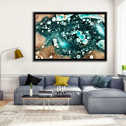 Teal Oil and Water Bubble Abstract Wall Art