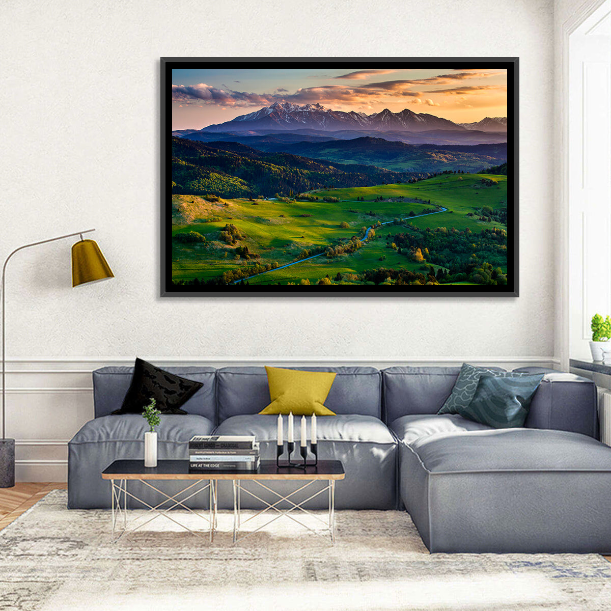 Tatras Golden Hour Vista Wall Art in a room, landscape