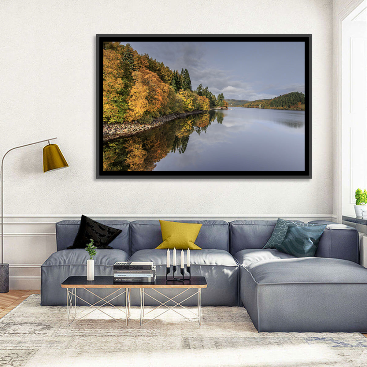 Autumn at Lake Vyrnwy Wall Art in a room, landscape