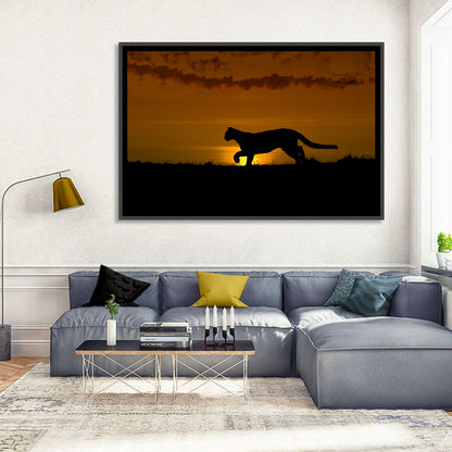 Cougar Silhouette at Sunset Wall Art