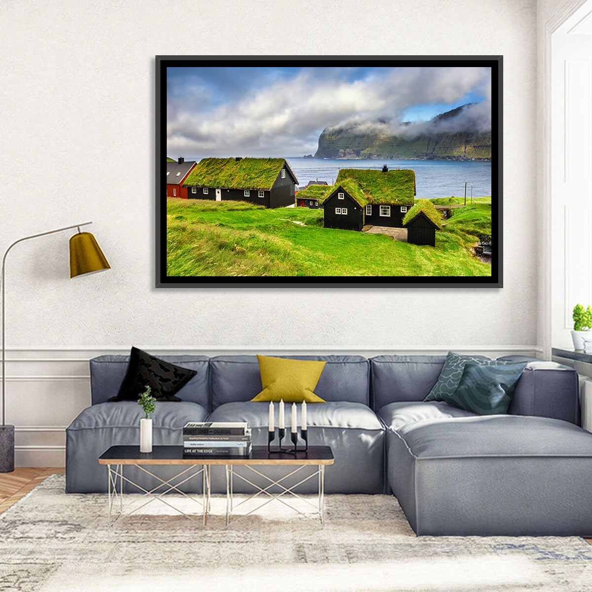 Saksun Village Landscape Wall Art in a room, landscape