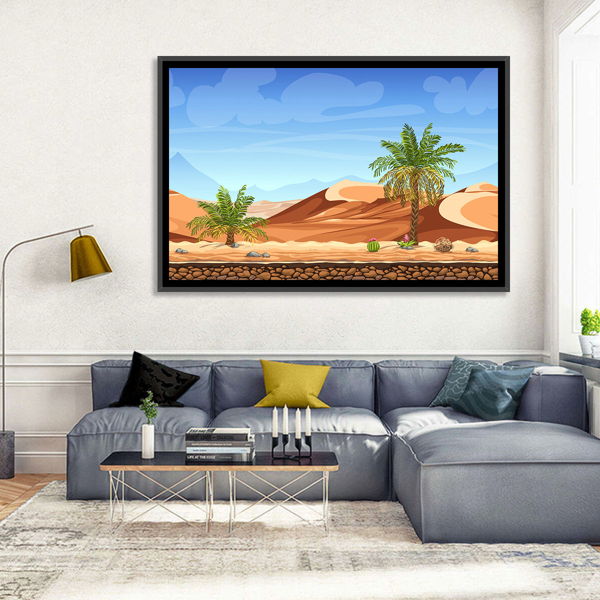 Digital Desertscape Wall Art in a room, landscape