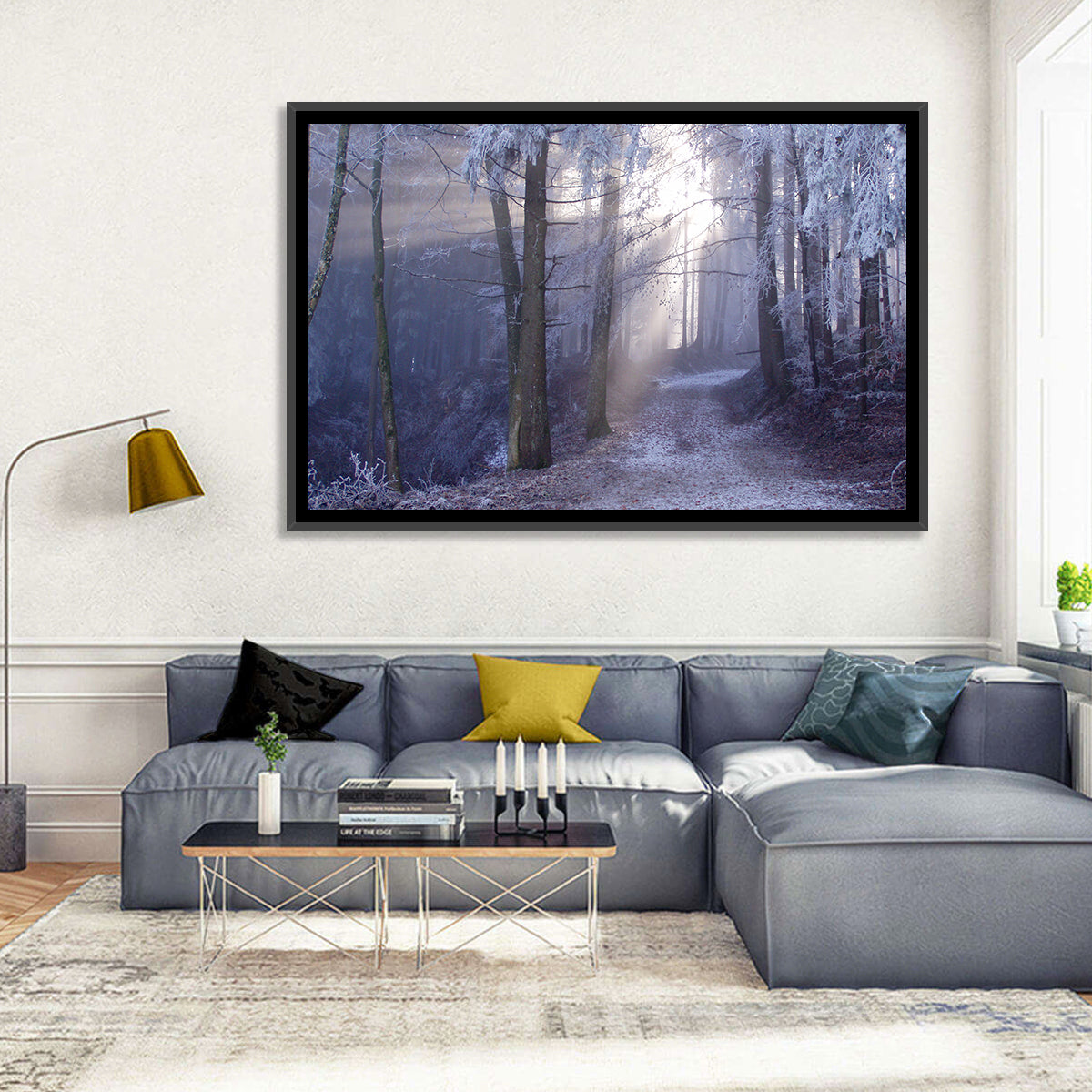 Frosted Forest Path at Dawn Wall Art