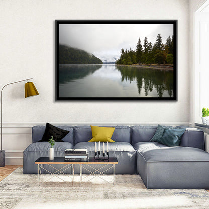 Foggy Lake Crescent Reflection Wall Art