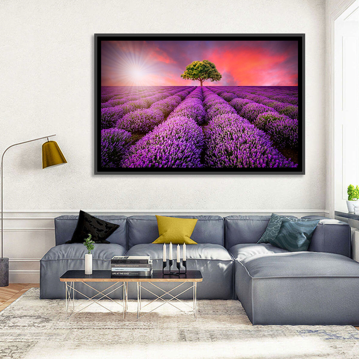 Sunset Over Lavender Fields Wall Art