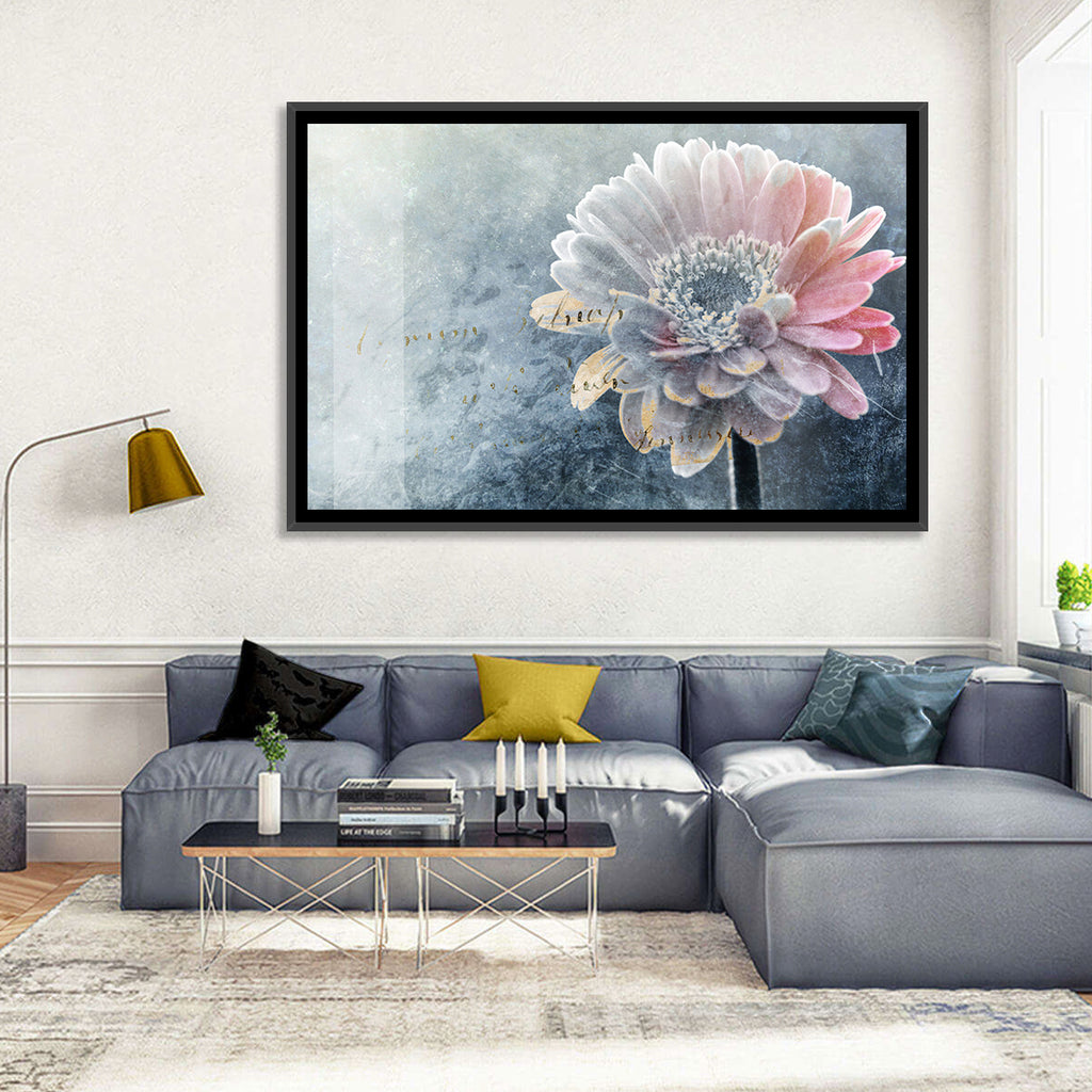 Winter Gerbera with Golden Script Wall Art