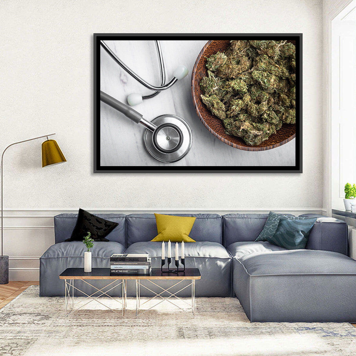 Stethoscope and Medical Cannabis Still Life Wall Art