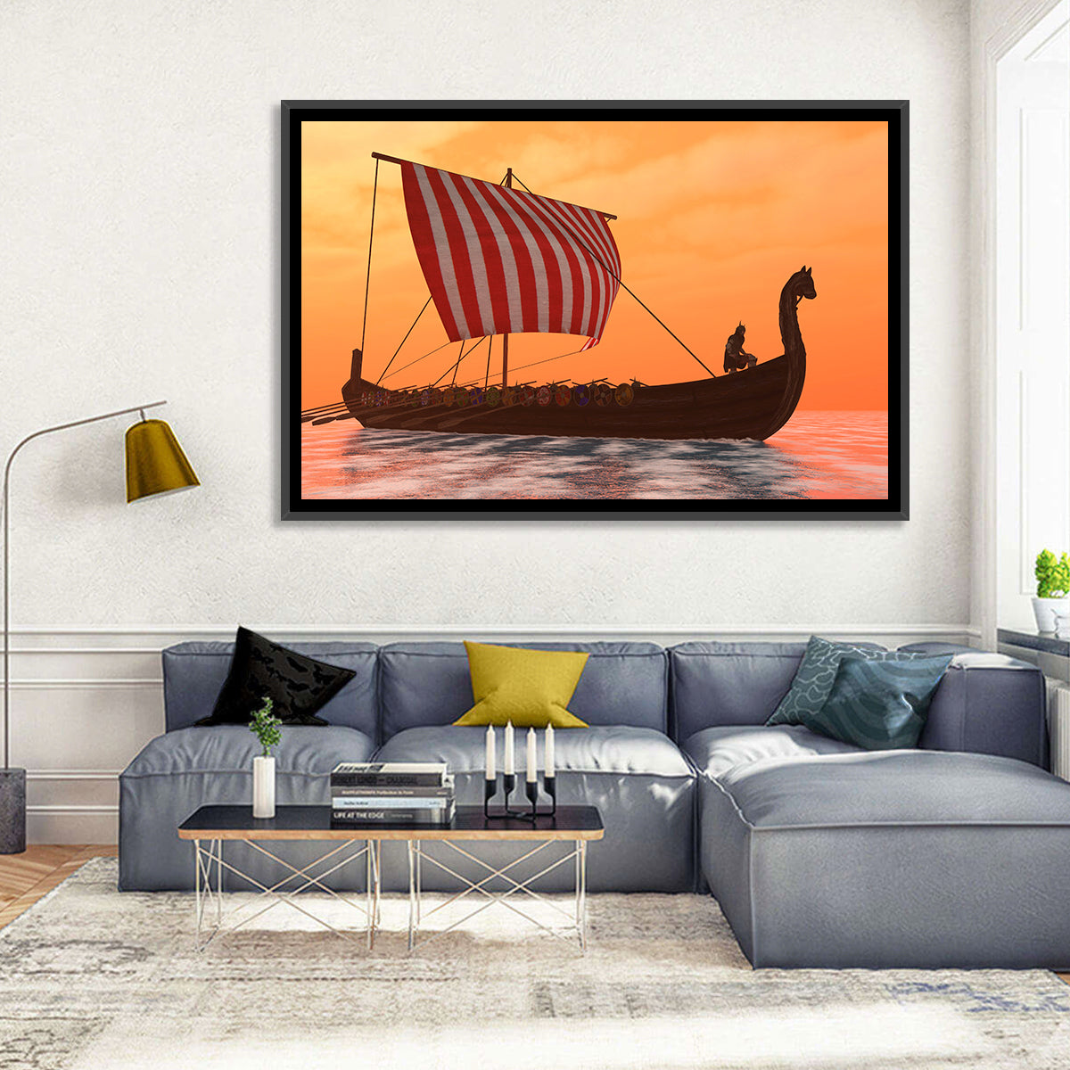 Viking Longship at Dusk Wall Art