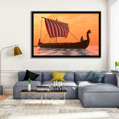 Viking Longship at Dusk Wall Art