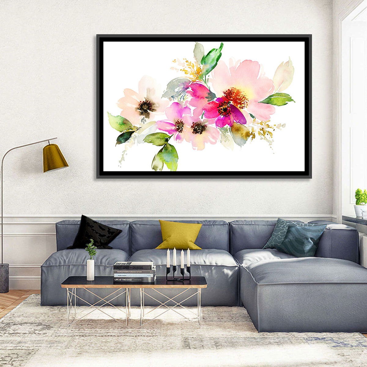 Delicate Pink Floral Watercolor Wall Art