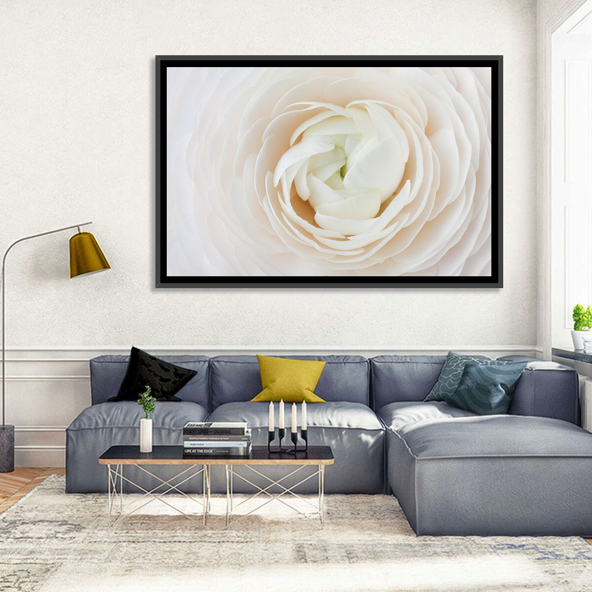 Peach Ranunculus Macro Bloom Wall Art