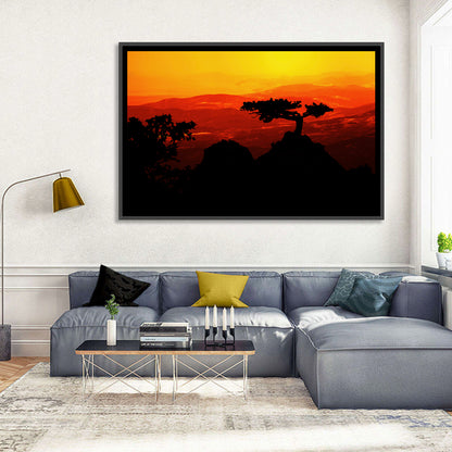 Gnarled Tree at African Sunset Wall Art