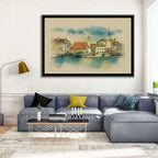Lucerne Waterfront Sketch Wall Art
