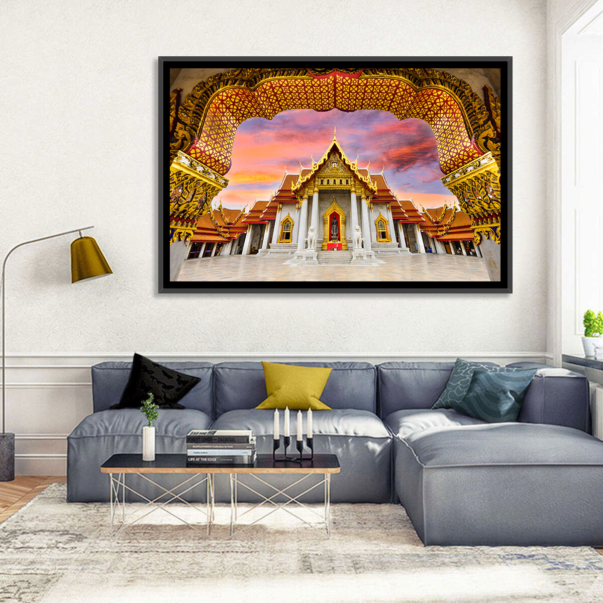 Marble Temple at Sunset Wall Art in a room, landscape