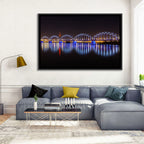 Riga Railway Bridge Nightscape Wall Art