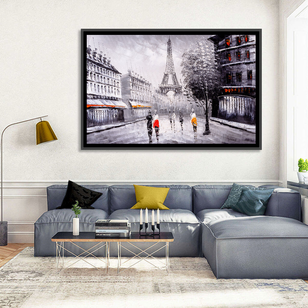 Paris Street with Eiffel Tower Wall Art