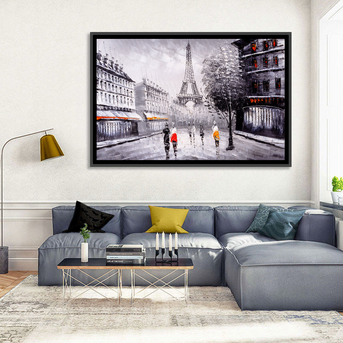 Paris Street with Eiffel Tower Wall Art