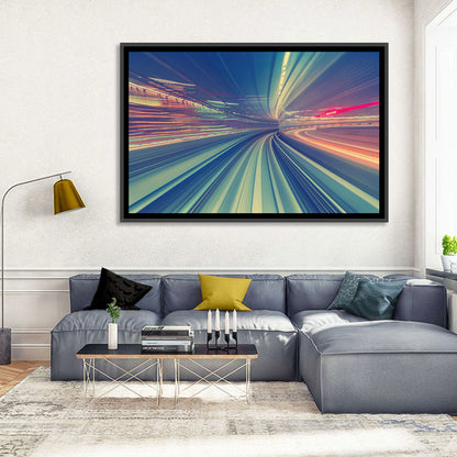Monorail Night Light Trails Wall Art