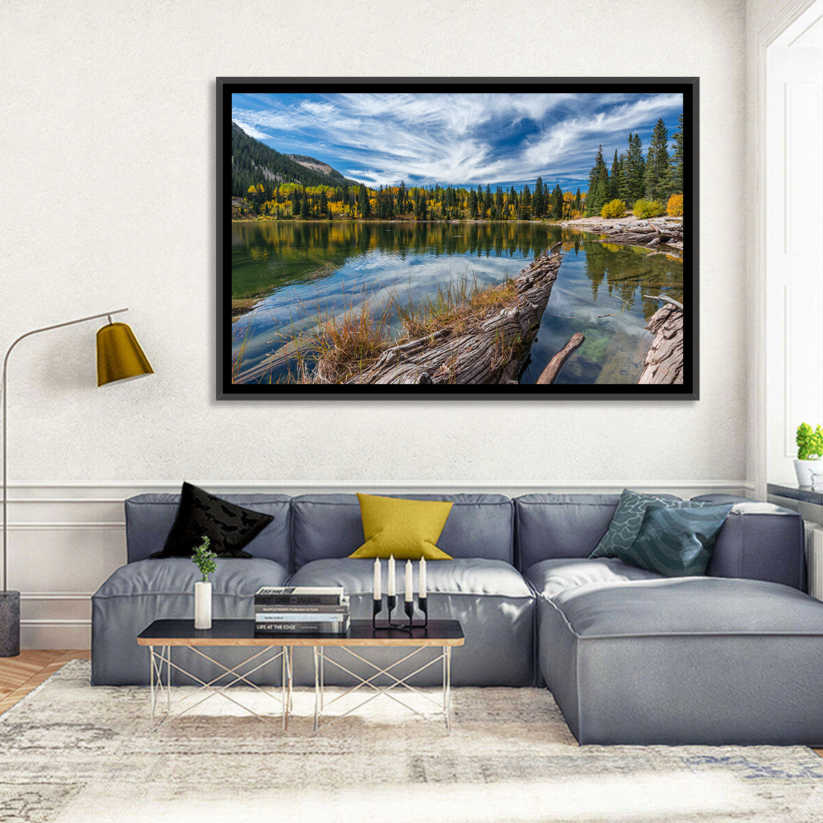 Autumn Lake Colorado Wall Art in a room, landscape