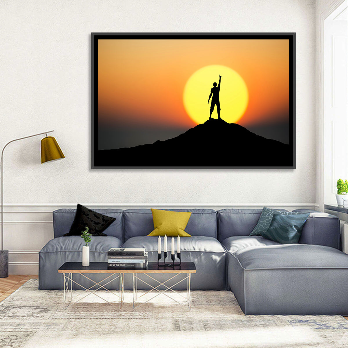 Champion Silhouette at Sunset Wall Art in a room, landscape