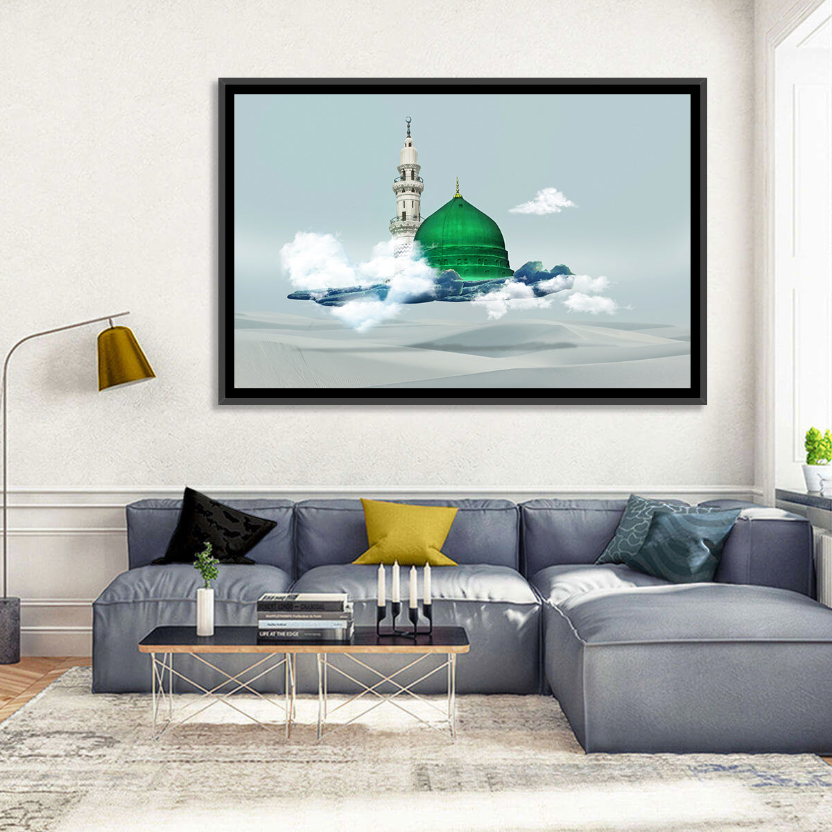 Green Dome of Al-masjid An-nabawi Wall Art in a room, landscape