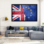 Divided Union Jack and Eu Flag Wall Art