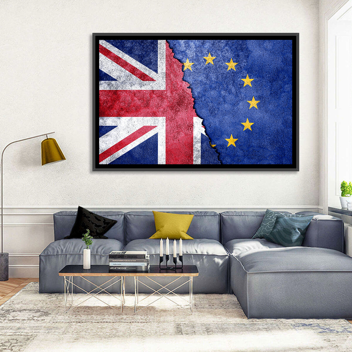 Divided Union Jack and Eu Flag Wall Art
