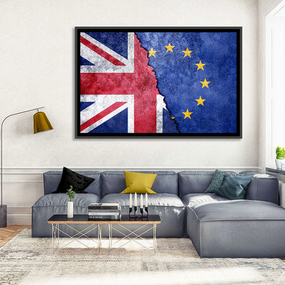 Divided Union Jack and Eu Flag Wall Art