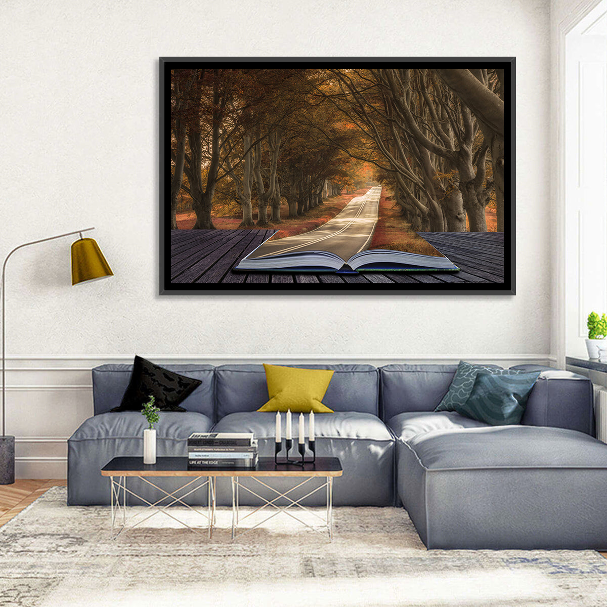 Surreal Book Pathway Wall Art in a room, landscape
