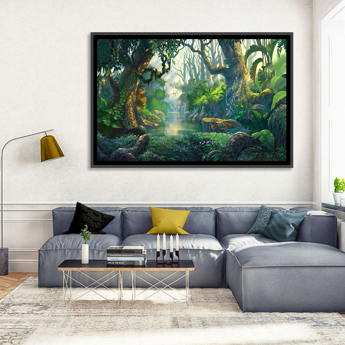 Sunlit Jungle River Wall Art