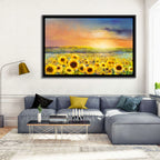 Sunburst Over Sunflower Field Wall Art