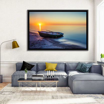 Rowboat Sunrise Seascape Wall Art