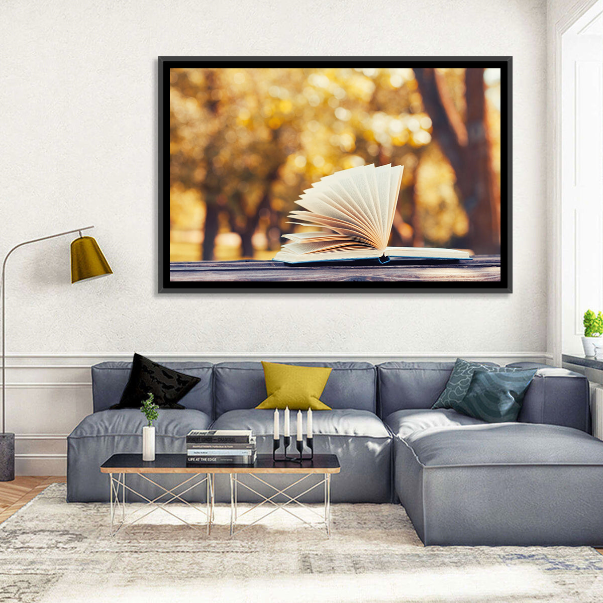 Open Book in Golden Autumn Light Wall Art