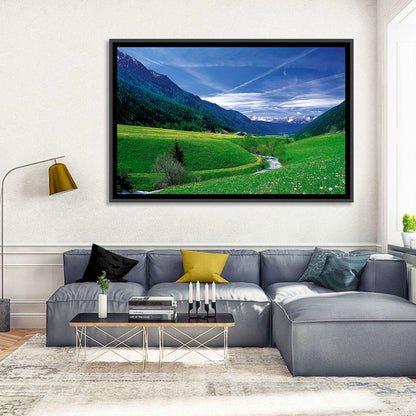 Snow-capped Peaks and Floral Meadow Wall Art