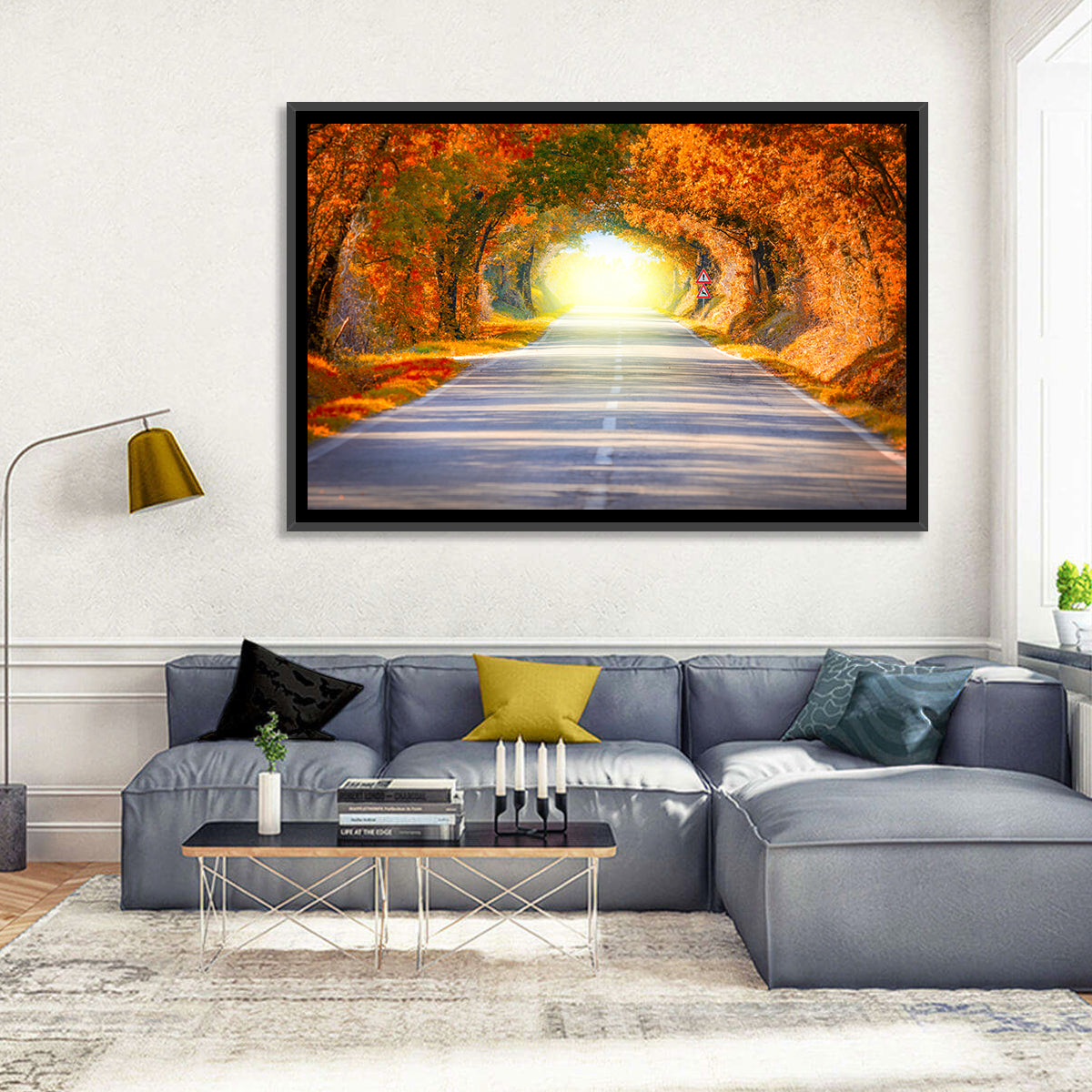 Golden Autumn Tree Tunnel Wall Art