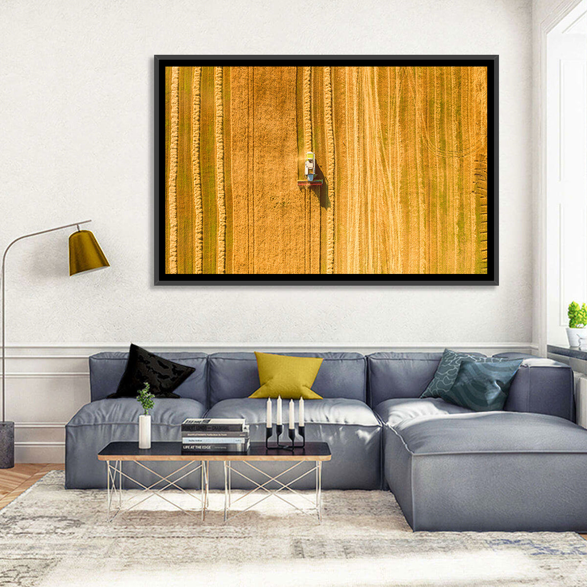 Aerial Wheat Harvest Wall Art