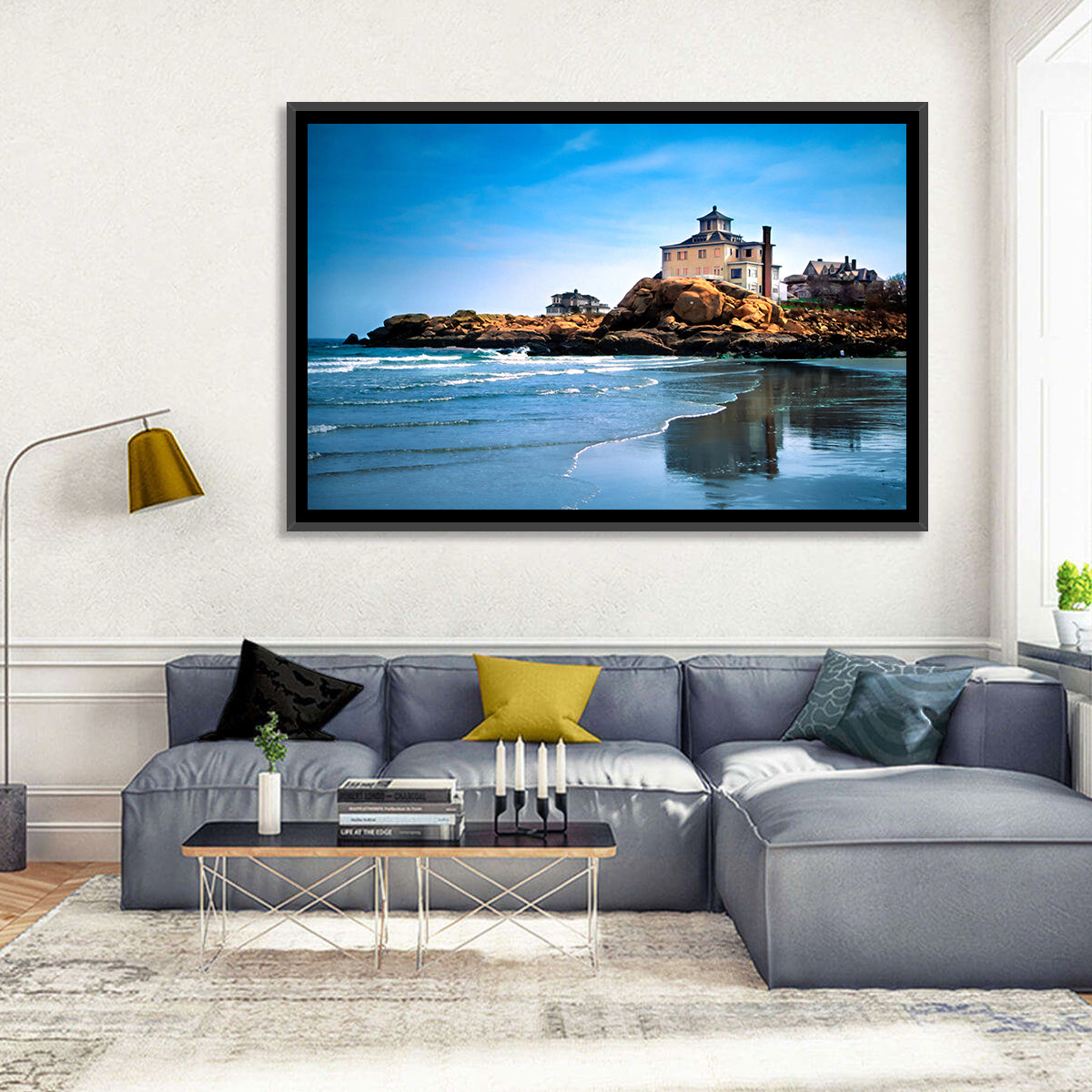 Cape Ann Beach Wall Art in a room, landscape
