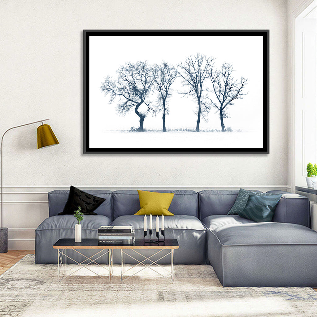 Four Bare Trees in Winter Wall Art