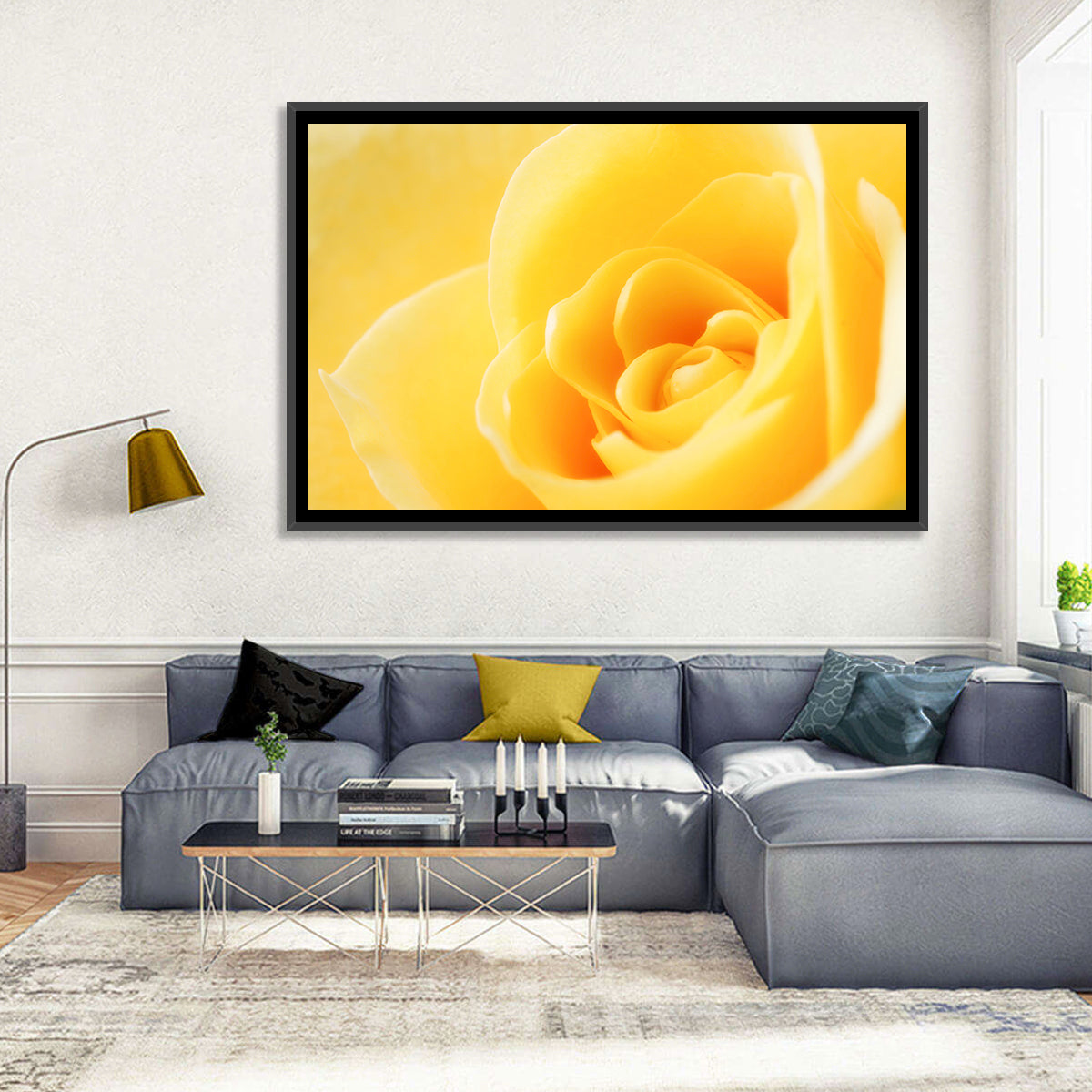 Soft-lit Yellow Rose Close-up Wall Art