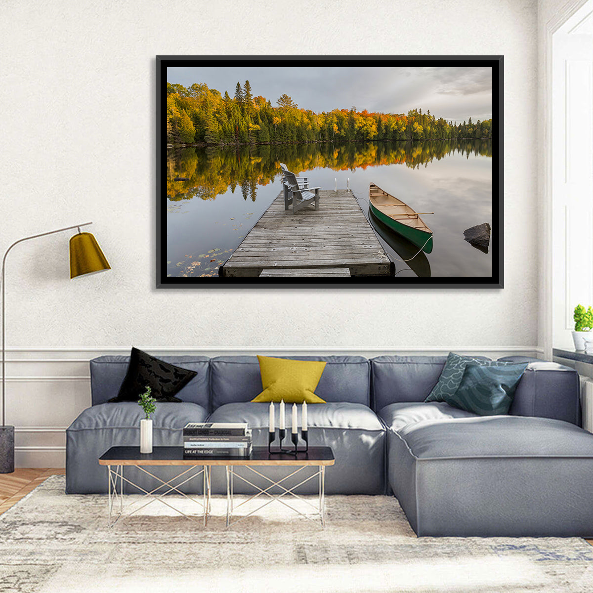 Ontario Autumn Lake Dock Wall Art