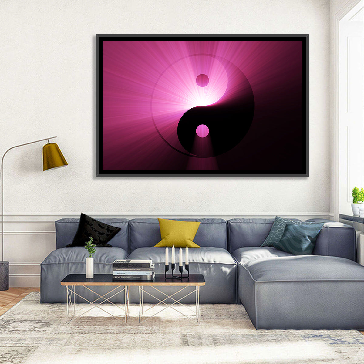 Magenta Yin Yang Symbol Wall Art